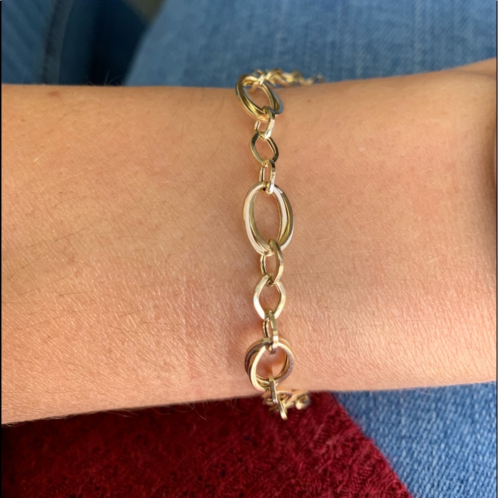 14k Solid Yellow Gold Fancy Bracelet 7.5” inches